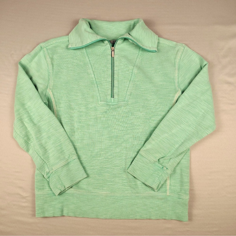 Tommy Bahama Womens M Quarter Zip Pullover Mint Pima Cotton TENCEL Sweater